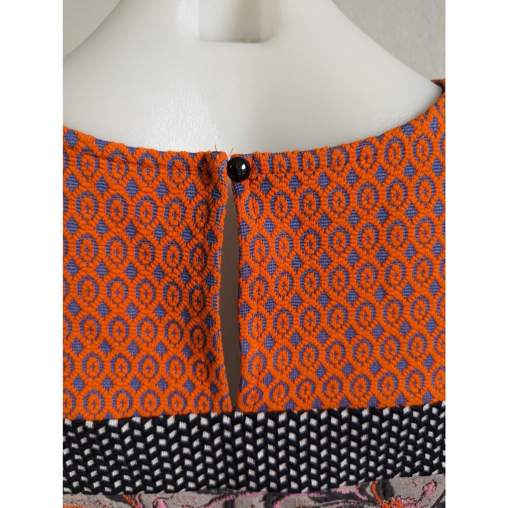 Meadow Rue by Anthropologie Large Poppy Jacquard Tank Orange Black Sleeveless - Picture 11 of 16